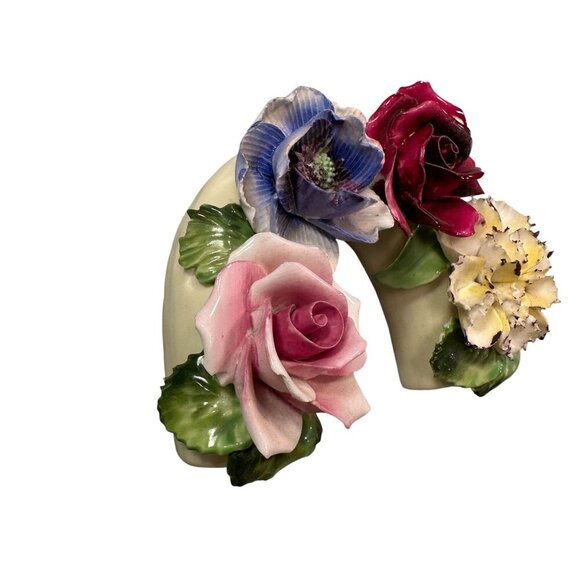 Radnor Floral Crown Horseshoe England Staffordshire Fine Bone China Vintage - Picture 3 of 14